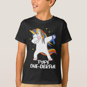 Einhorn mit blauem Band Typ-1-Diabetes T1D-Typ T-Shirt
