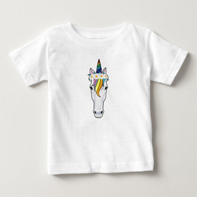 Einhorn mit Blume Baby T-shirt (Vorderseite)