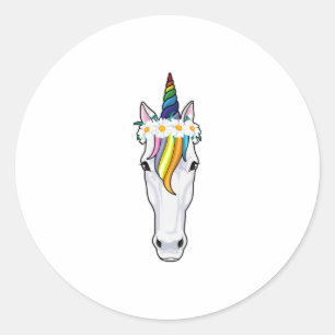 Einhorn mit Blume Runder Aufkleber