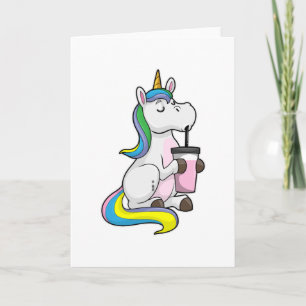 Einhorn mit Bubble Tea Karte