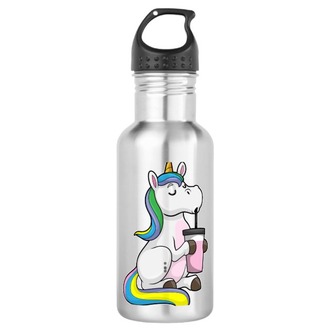 Einhorn mit Bubble Tee Edelstahlflasche (Vorderseite)