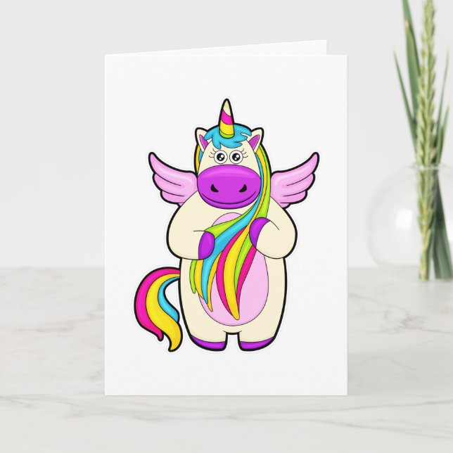 Einhorn mit bunten Haaren Karte (Vorderseite)