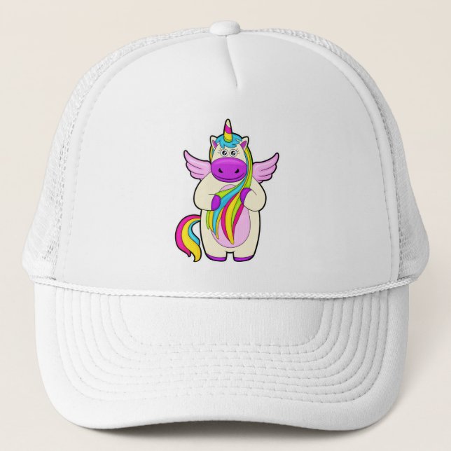 Einhorn mit bunten Haaren Truckerkappe (Vorderseite)
