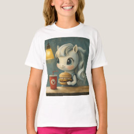 Einhorn mit Burger und Getränk T-Shirt