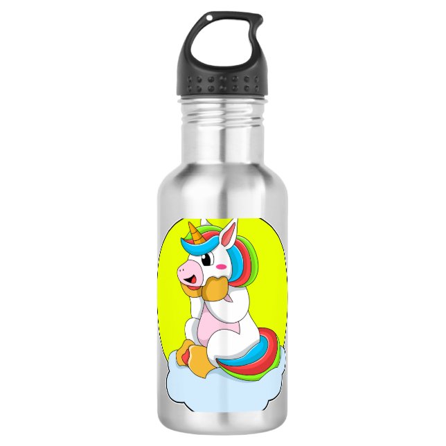 Einhorn mit Cloud & Sun Edelstahlflasche (Vorderseite)