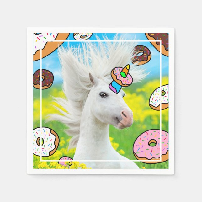 Einhorn mit Donuts Serviette (Vorderseite)