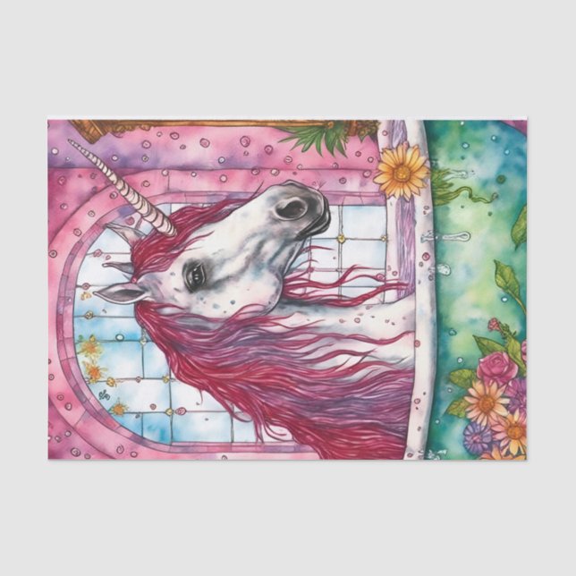 Einhorn mit einem Extra Ohr in einer Badewanne Dec Seidenpapier (Vorderseite)