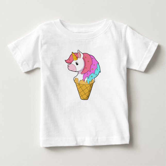Einhorn mit Eiscreme Baby T-shirt (Vorderseite)
