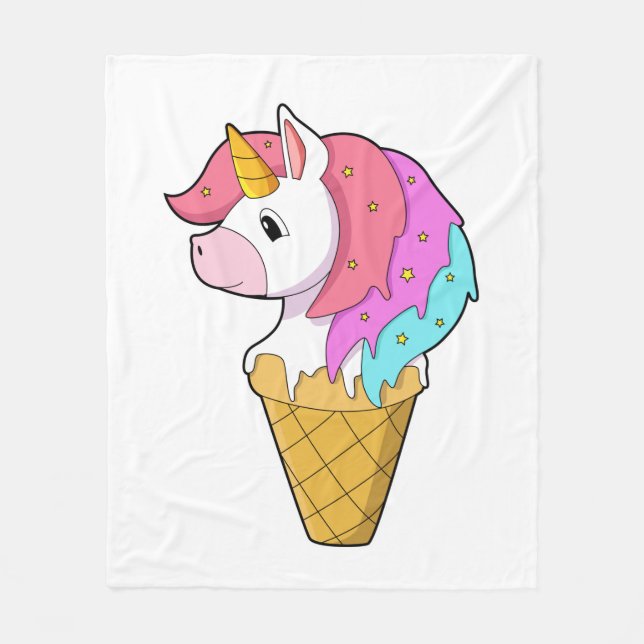Einhorn mit Eiscreme Fleecedecke (Vorderseite)