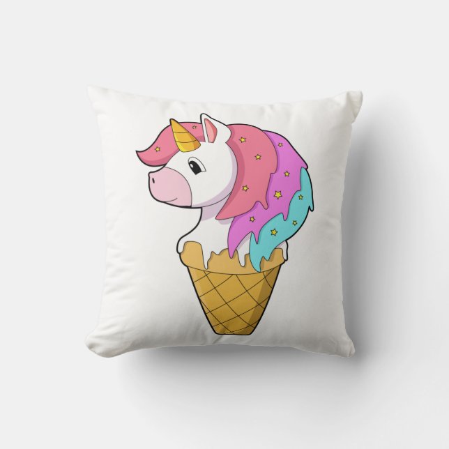 Einhorn mit Eiscreme Kissen (Vorderseite)