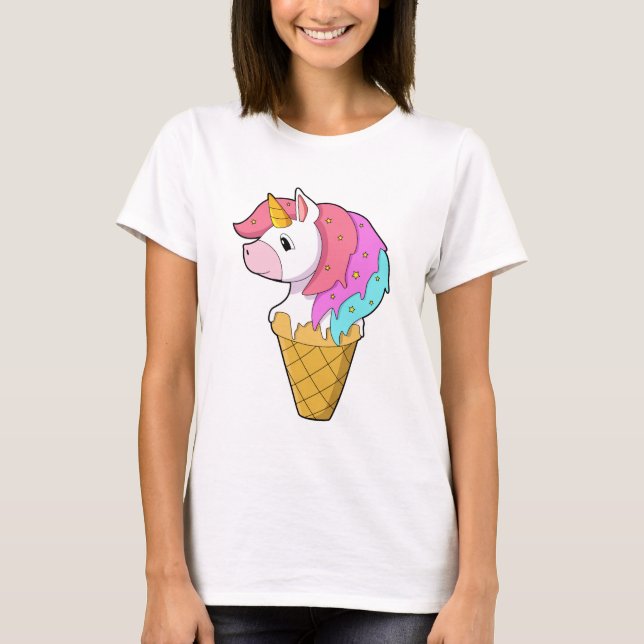 Einhorn mit Eiscreme T-Shirt (Vorderseite)