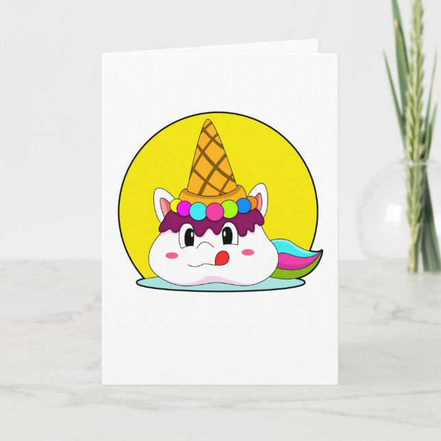 Einhorn mit Eistüte Karte (Vorderseite)
