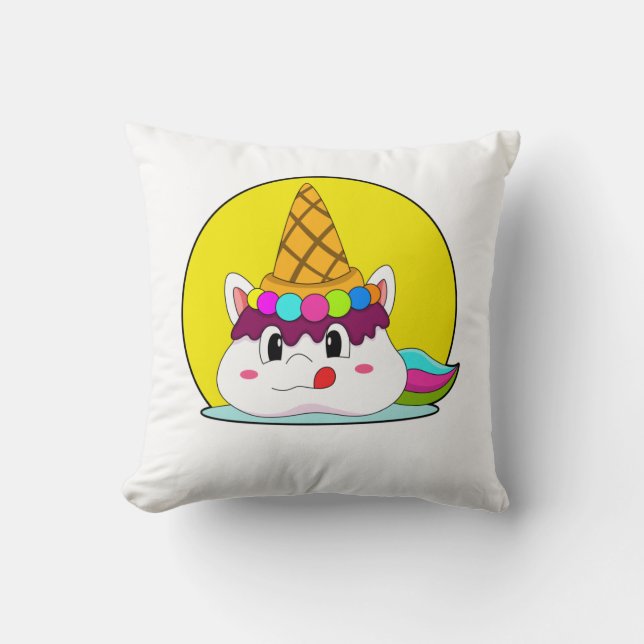 Einhorn mit Eistüte Kissen (Vorderseite)