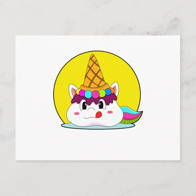 Einhorn mit Eistüte Postkarte (Vorderseite)