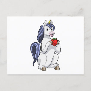Einhorn mit Erdbeere Postkarte