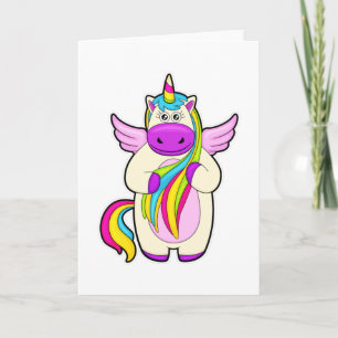 Einhorn mit farbenfrohen Haaren Karte