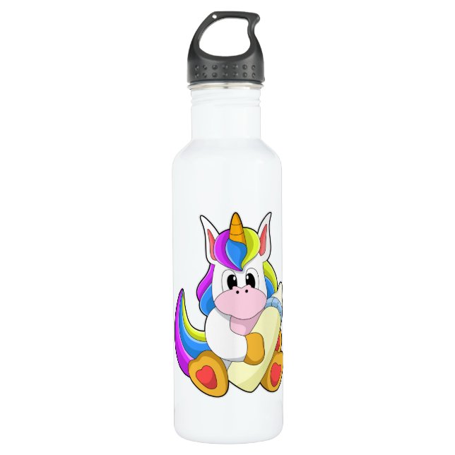 Einhorn mit Flasche Milch Edelstahlflasche (Vorderseite)