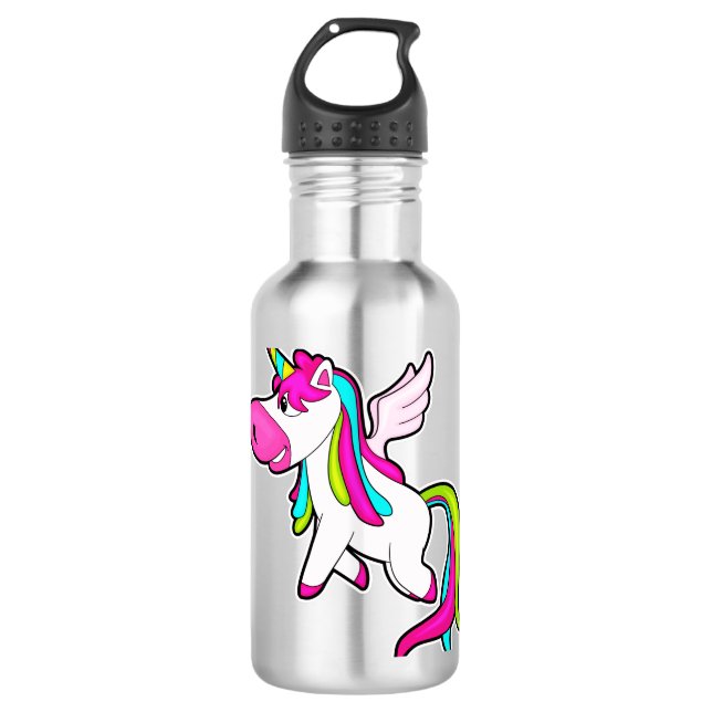 Einhorn mit Flügeln Edelstahlflasche (Vorderseite)