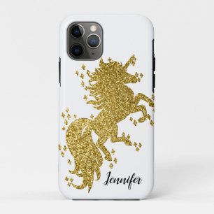 Einhorn mit goldenem Glitter und Namen Case-Mate iPhone Hülle