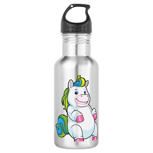 Einhorn mit großem Bauch Edelstahlflasche (Vorderseite)