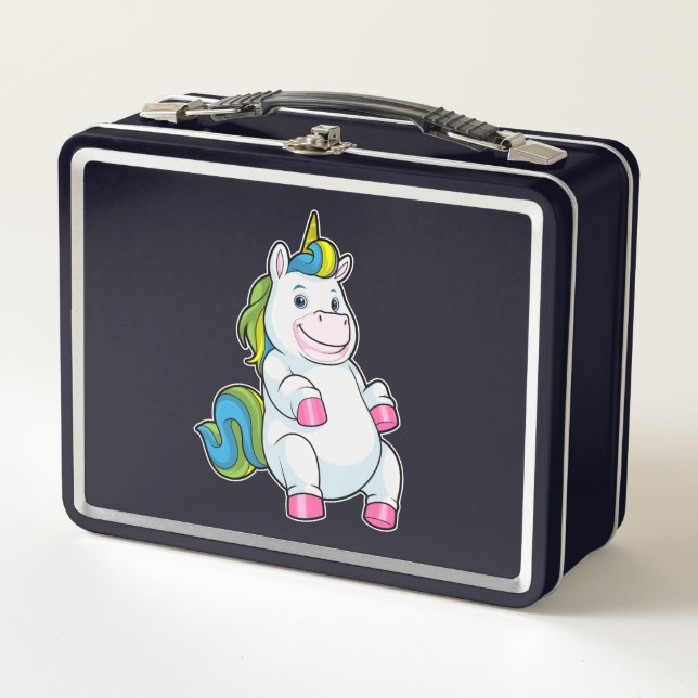 Einhorn mit großem Bauch Metall Brotdose (Vorderseite)