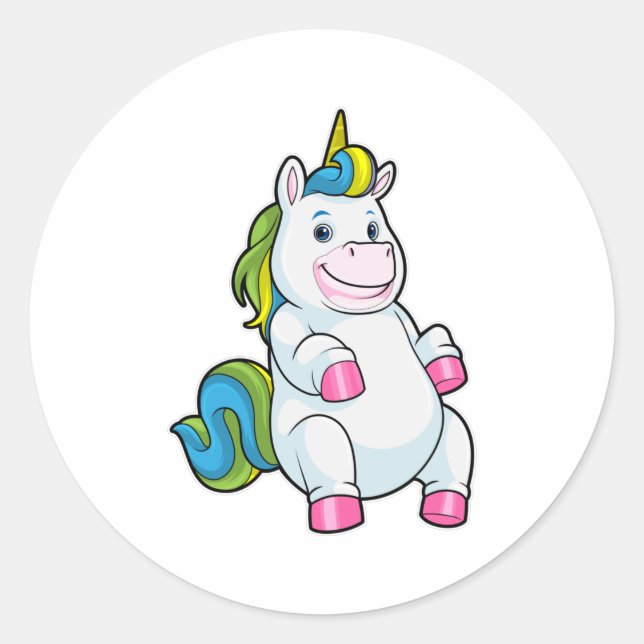 Einhorn mit großem Bauch Runder Aufkleber (Vorderseite)