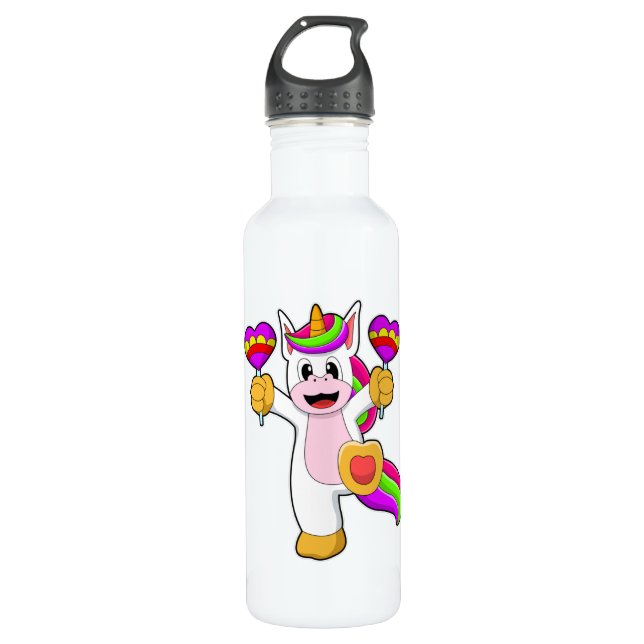 Einhorn mit Herz Edelstahlflasche (Vorderseite)