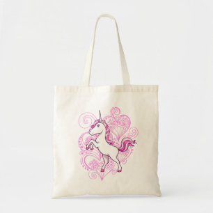 Einhorn mit Herz-Hennastrauch-Hintergrund-Tasche Tragetasche