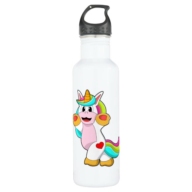 Einhorn mit Herztattoo Edelstahlflasche (Vorderseite)