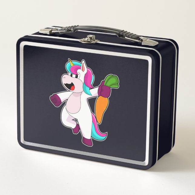 Einhorn mit Karrot Metall Brotdose (Vorderseite)