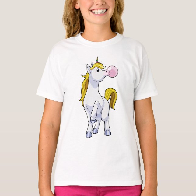 Einhorn mit Kaugummi T-Shirt (Vorderseite)