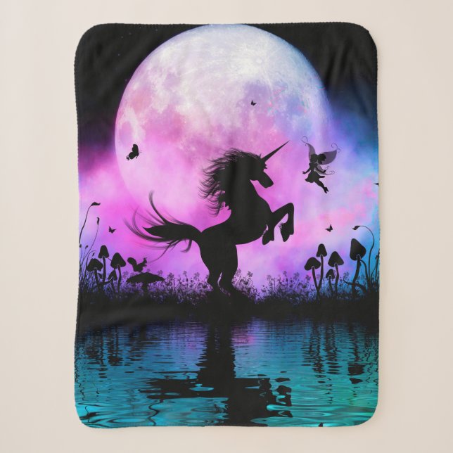 Einhorn mit kleinen Feen Sherpadecke (Vorderseite)