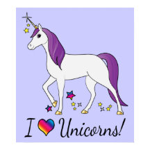 Einhorn mit Lila Haar: Ich Liebe Einhörner!