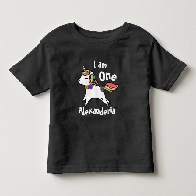 Einhorn mit lila Regenbogen, rosa Blume Kleinkind T-shirt (Vorderseite)