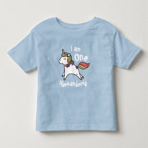 Einhorn mit lila Regenbogen, rosa Blume Kleinkind T-shirt
