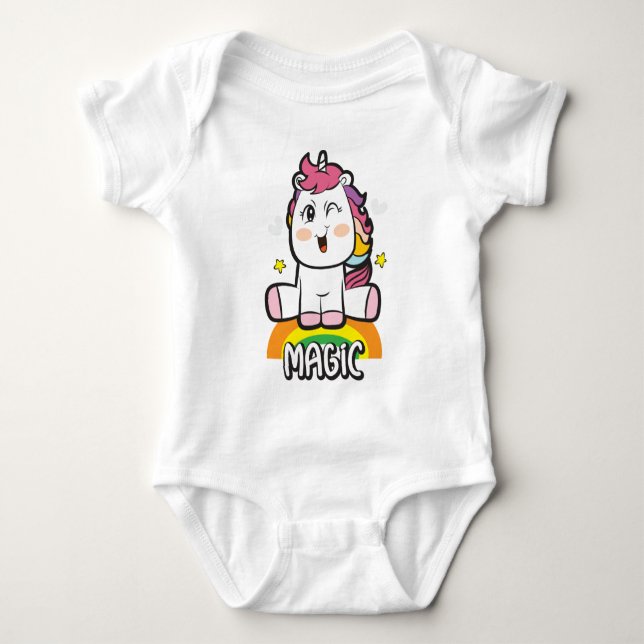 Einhorn mit Magie Baby Strampler (Vorderseite)