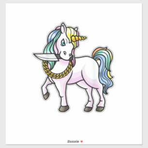 Einhorn Mit Messer Mädchen Frauen T-Shirt Aufkleber