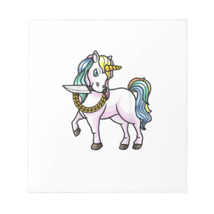 Einhorn Mit Messer Mädchen Frauen T-Shirt Notizblock