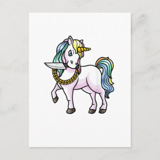 Einhorn Mit Messer Mädchen Frauen T-Shirt Postkarte