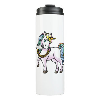 Einhorn Mit Messer Mädchen Frauen T-Shirt Thermosbecher