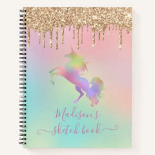 Einhorn mit Pastell-Regenbogen und tropfendem Gold Notizbuch