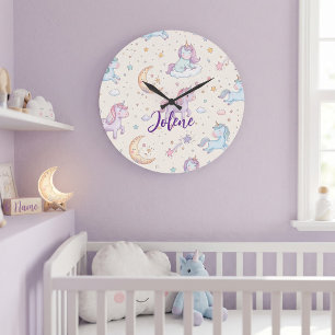 Einhorn mit personalisiertem Namen Große Wanduhr