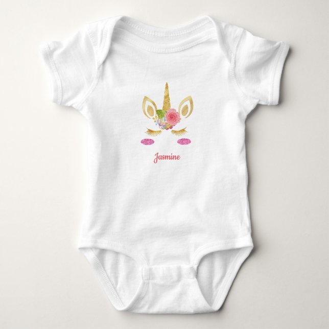 Einhorn mit Pony Face Baby Shirt (Vorderseite)