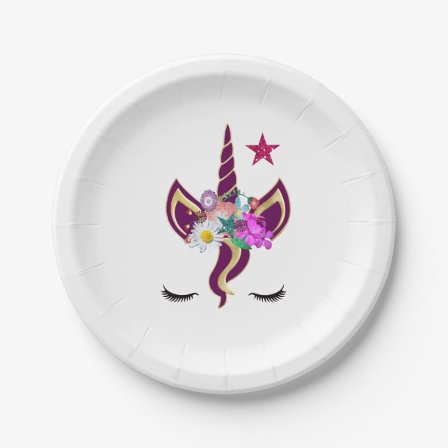 Einhorn mit Pony Themed Paper-Tellern Pappteller (Vorderseite)