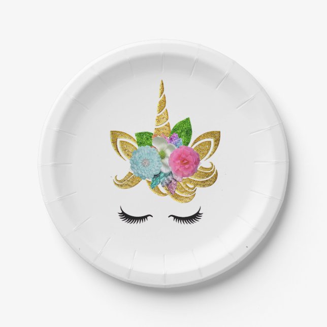 Einhorn mit Pony Themed Paper-Tellern Pappteller (Vorderseite)