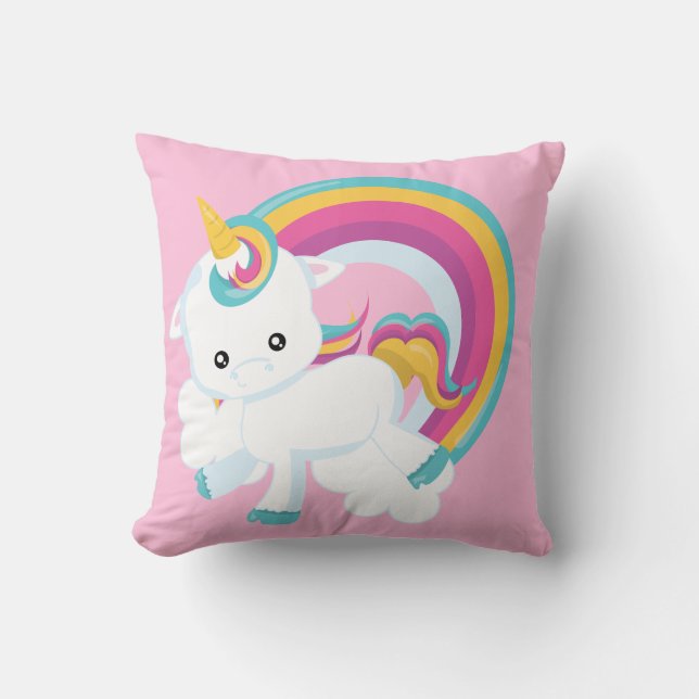 Einhorn mit Rainbow Baby Kissen (Vorderseite)