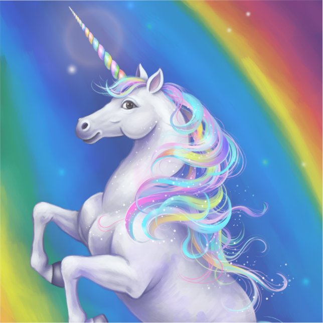 Einhorn mit Regenbogen Aufkleber (Vorderseite)