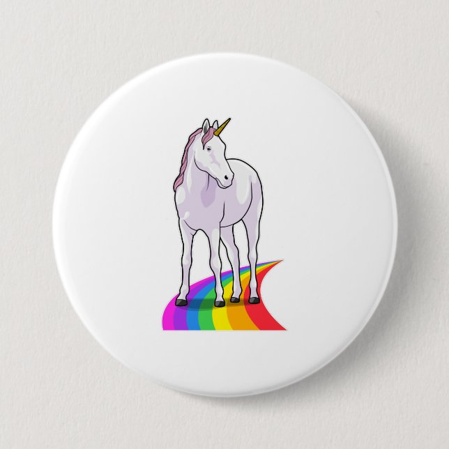 Einhorn mit Regenbogen Button (Vorderseite)