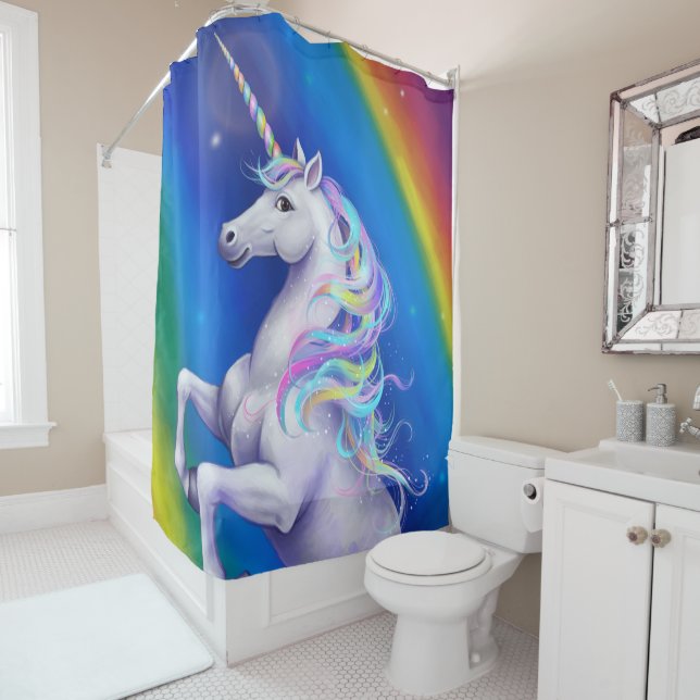 Einhorn mit Regenbogen Duschvorhang (Beispiel)