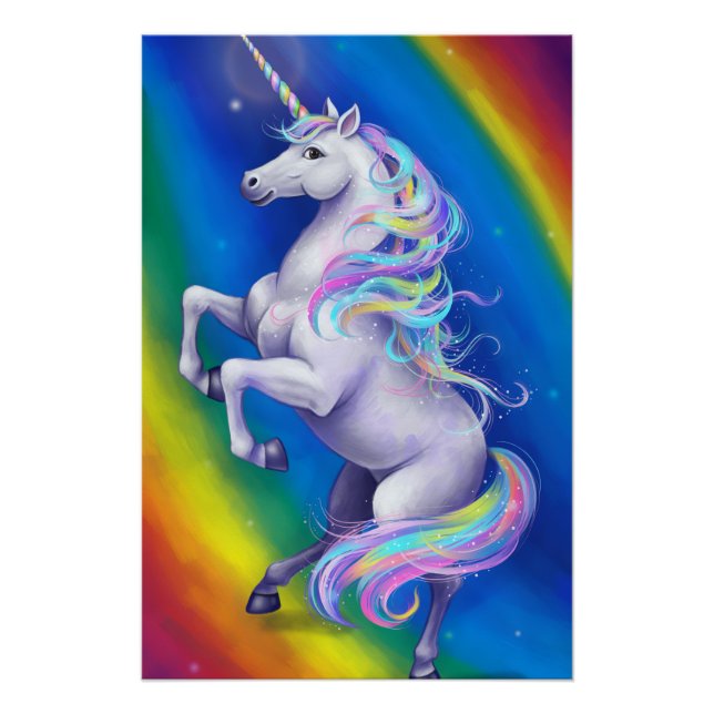Einhorn mit Regenbogen Poster (Vorderseite)